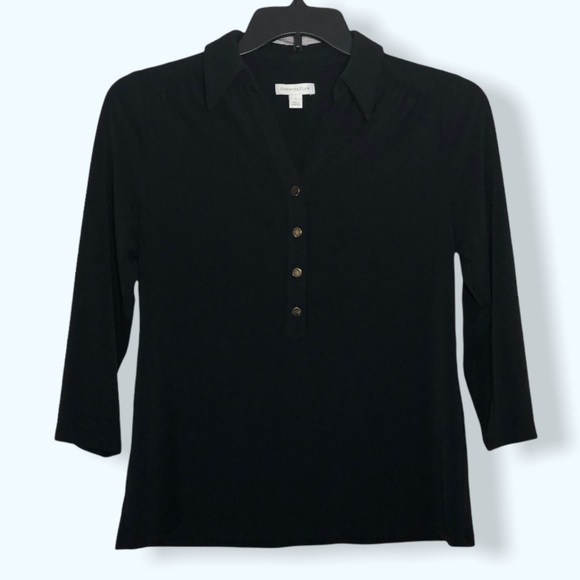 Charter Club Black 3/4 Sleeve Top Sz Sm - Picture 1 of 5